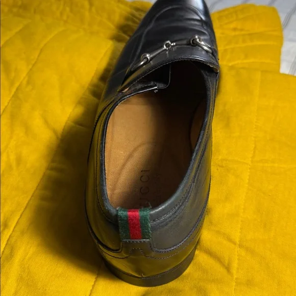 Gucci black Leather Loafers with Silver Detail,Men’s Size 9,USED no box Gucci Horsebit Loafers  main image 3